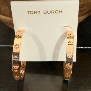 Tory Burch Women's Double T Pierce Hoop Earrings - Rose Gold